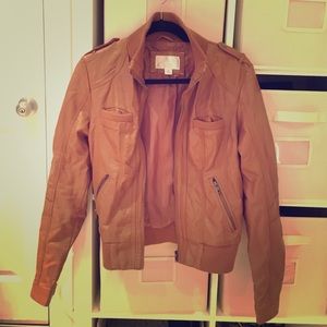 Faux brown leather jacket