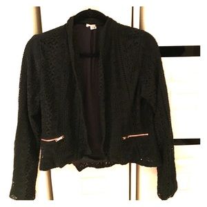 Lace jacket with gold zipper detail