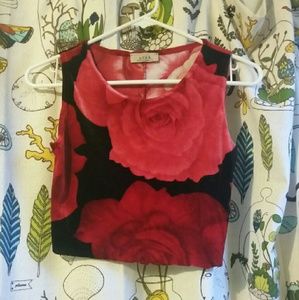 Cropped Velvet Rose top