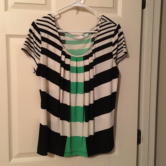 Green and Black Striped Top