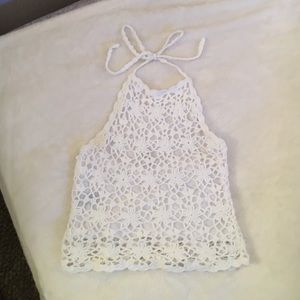 White Crochet halter Tillys