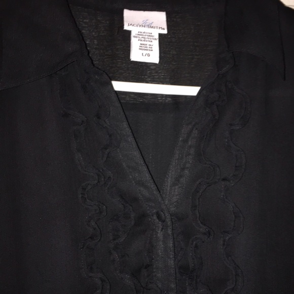 -- DONATED -- Black Ruffle Front Top - Picture 2 of 3