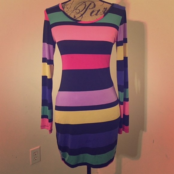 striped body con dress