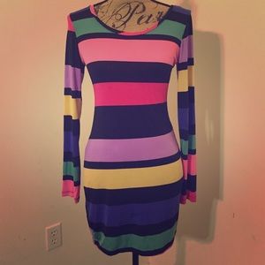 striped body con dress