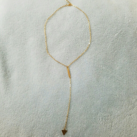 Simple gold bar drop necklace - Picture 3 of 4