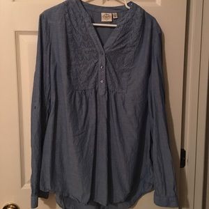 Chambray Eyelet Top