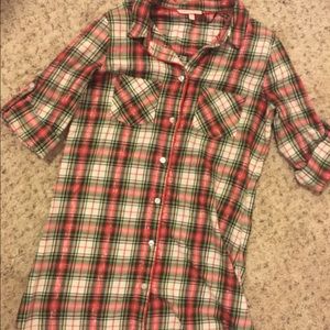 Flannel sleep shirt button down
