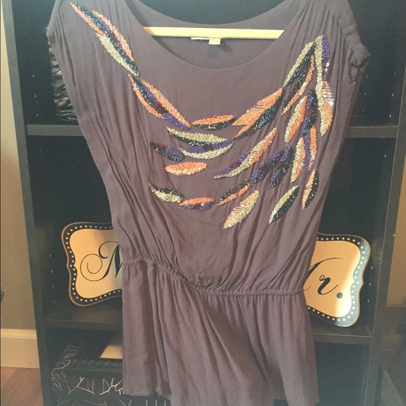 Lauren Conrad purple flowy shirt