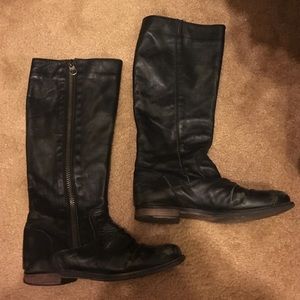 Steve Madden Black Genuine Leather Zipper Boot