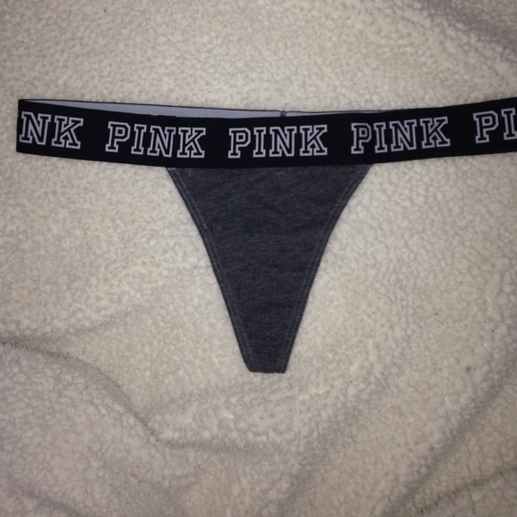 VS PINK grey pink logo thong! (NEW, NEVER USED)