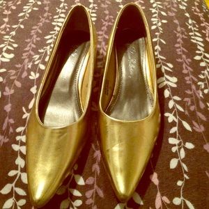 Gold Metallic Kitten Heel Flats