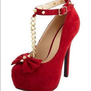 Red Studded Platforms With Bow