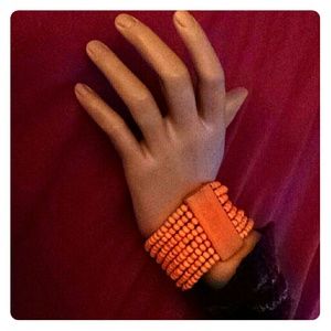 Pretty Orange Wooden Beaded Bracelet