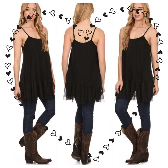 🌺HP 4/1🌺SPAGHETTI STRAP TUNIC WITH TULLE ACCENT - Picture 2 of 3