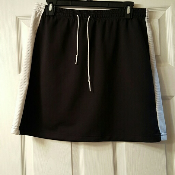 Black with white trim mini skirt.