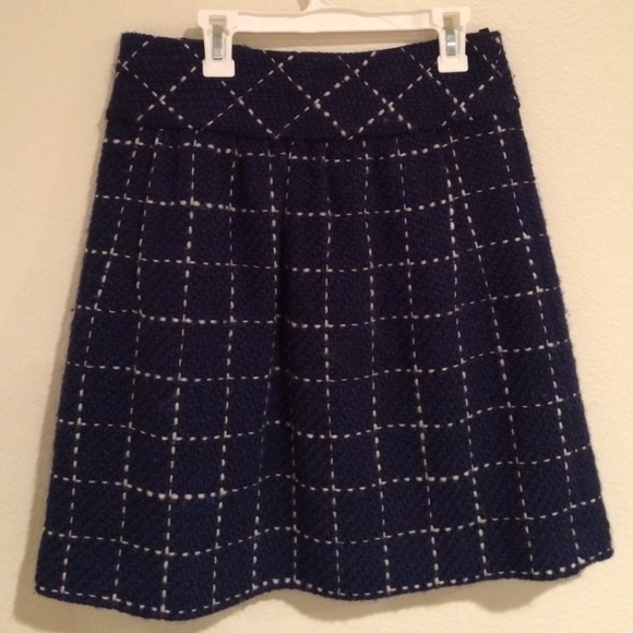 Anthropologie Navy textured skirt