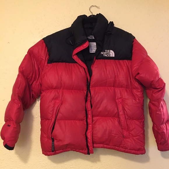 Red North Face down Jacket