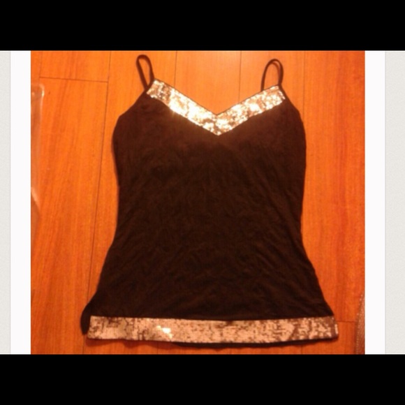Black dressy tank top with silver