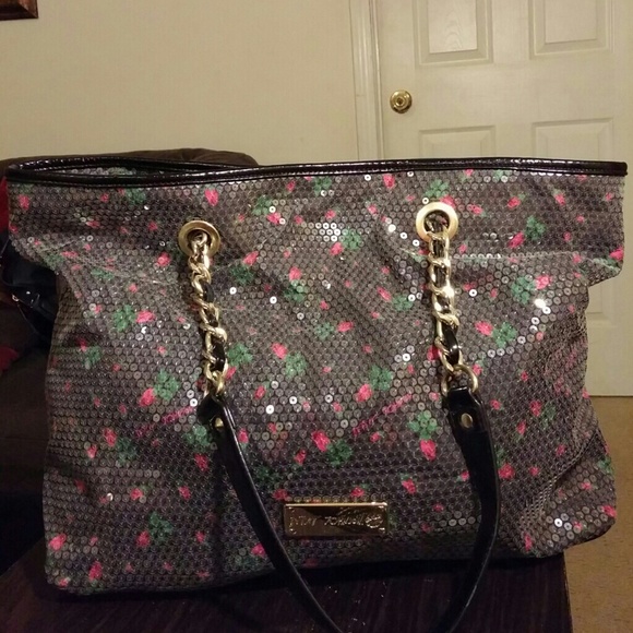 One hour sale...Floral sequined Tote bag