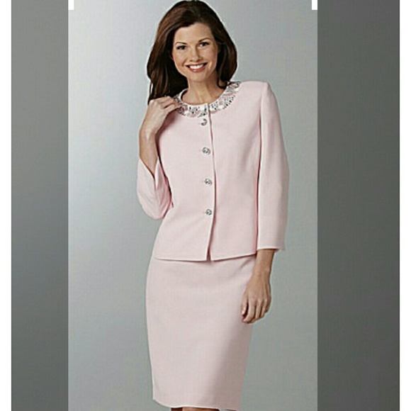 Kasper pink jeweled suit