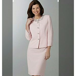 Kasper pink jeweled suit