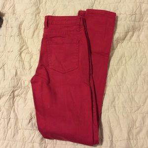 Red high rise skinnys