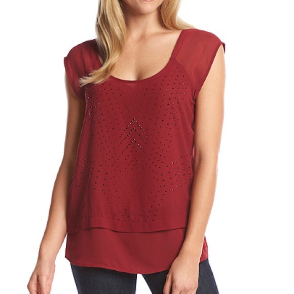 DKNY Red Studded Top - Picture 1 of 4