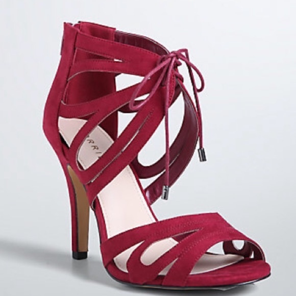 maroon strappy heels