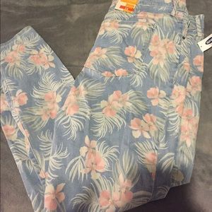 **Hawaiian flower embellished jeans