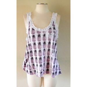 Chaser brand tank top. Pineapples with lace!