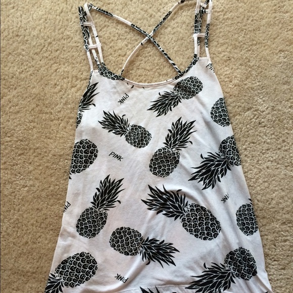 Pink strappy pineapple tank. NWOT