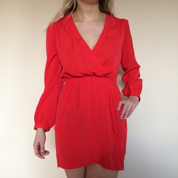 NWOT bright red wrap dress