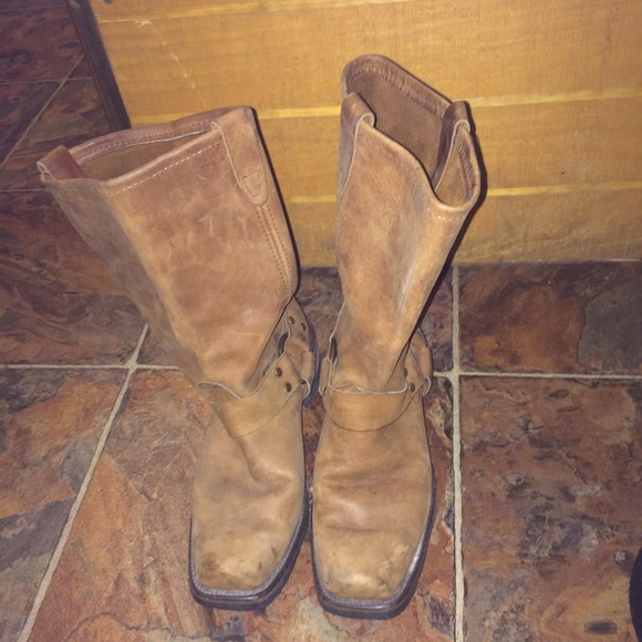 Square toe leather boots