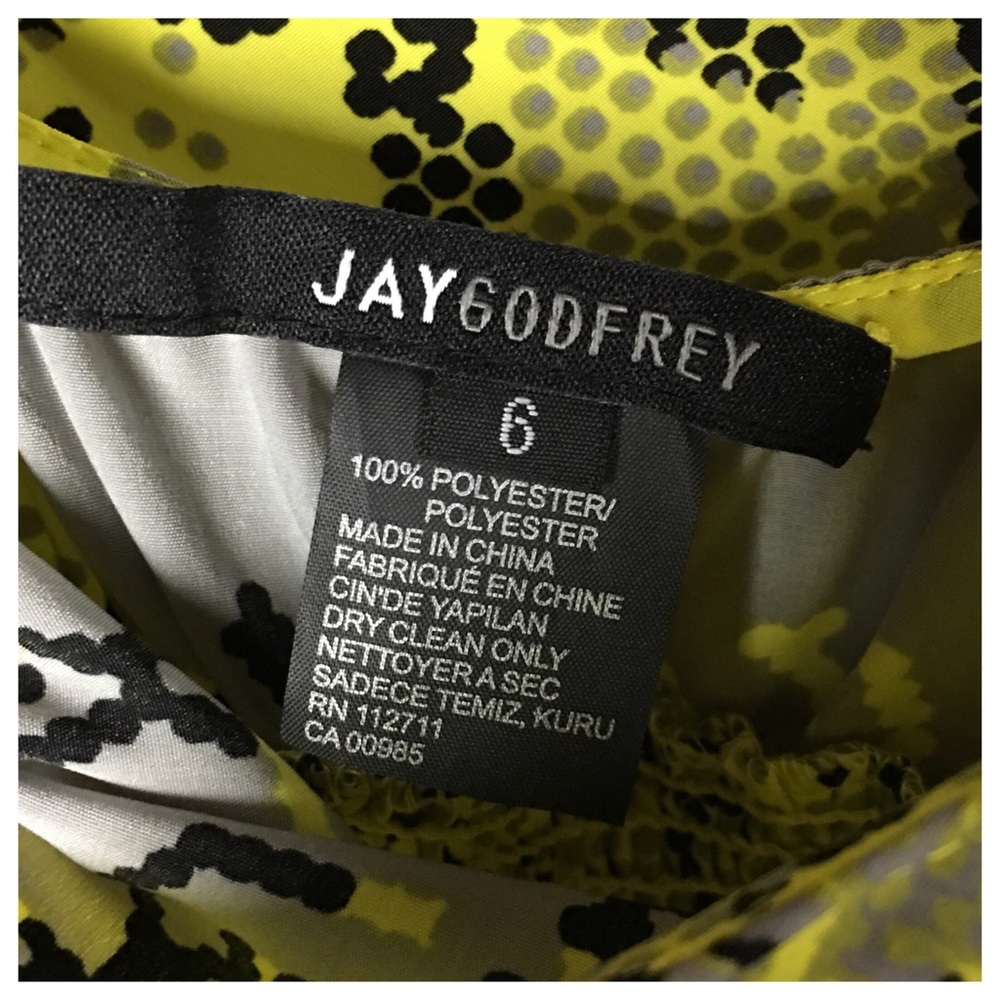 NWOT JAY GODFREY RUFFLED YELLOW ABSTRACT DRESS - Picture 4 of 7