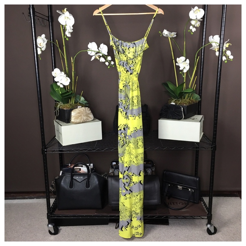 NWOT JAY GODFREY RUFFLED YELLOW ABSTRACT DRESS - Picture 3 of 7