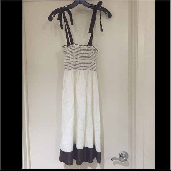 BEBE Smocked Top Linen Dress