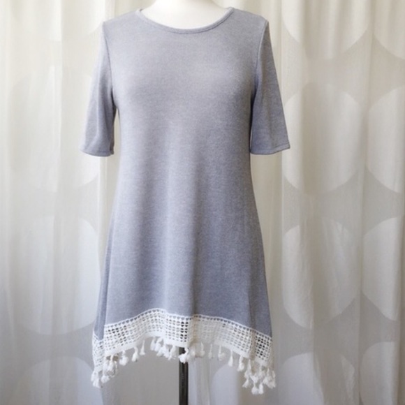 Super Cute BOHO Crocheted Pom Pom Fringe DRESS - Picture 2 of 4