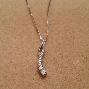 Silver line with gems necklace