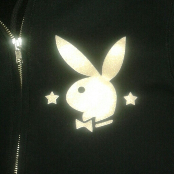 Playboy bunny Authentic Official black fitted soft hoodie jacket -Slim Girly Fit - Picture 3 of 4
