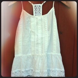 Boho eyelet  racerback top with ruffles