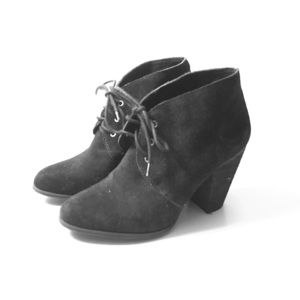 BCBGeneration Black Suede Lace Up Heeled Booties