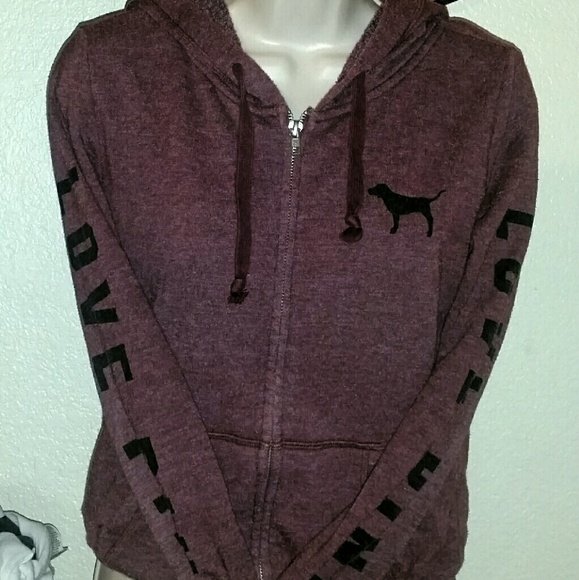 Victoria secret pink maroon full zip hoodie  TRADE