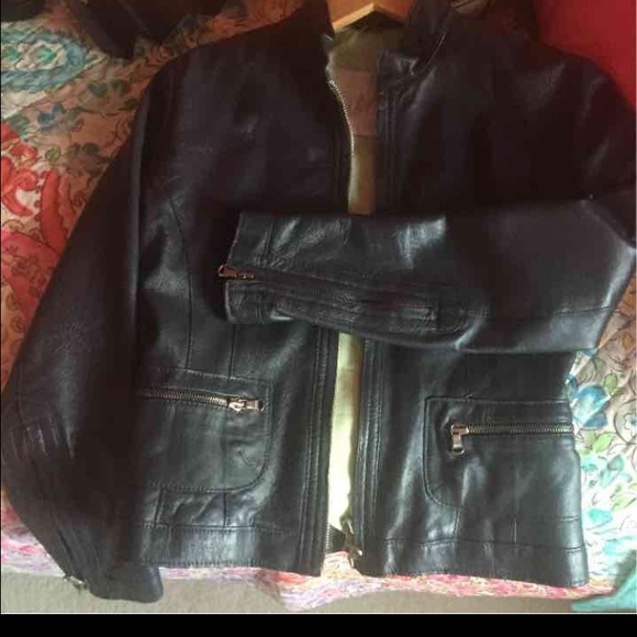 💥sold💥Navy Blue leather jacket