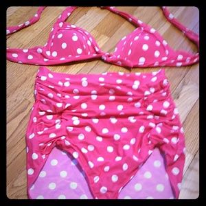Pink polka dot vintage style bikini