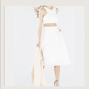 BCBG ELLYSON EMBROIDERED MESH TWO-PIECE DRESS