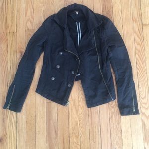 Free people black canvas moto jacket