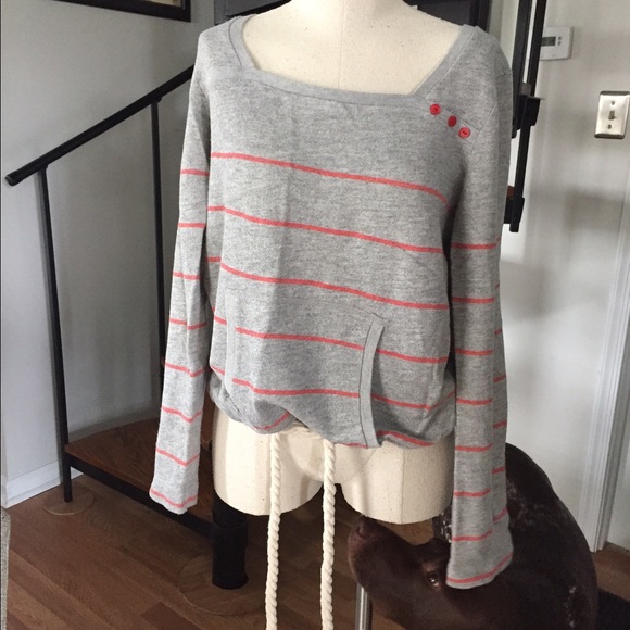 Urban Outfitters GREY/RED STRIPE SWEATSHIRT