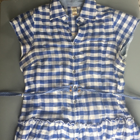 SOLD - Free People Crochet Back Gingham Button