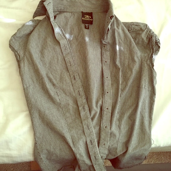 Bebe Grey and White Vest