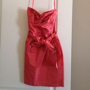 Strapless coral dress